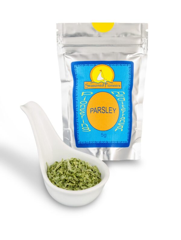 Seasoned Pioneers Parsley Air Dried packed in a resealable pouch