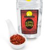 Seasoned Pioneers Aleppo Pepper chillies packed in a foil pouch for freshness
