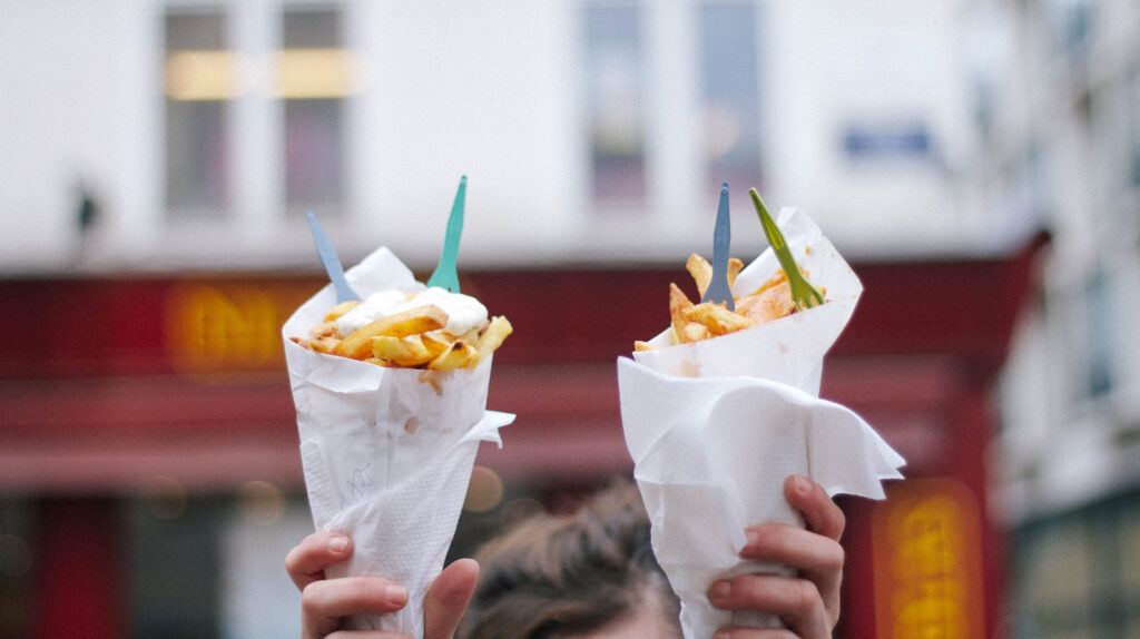 Chips in paper cones from Amsterdam